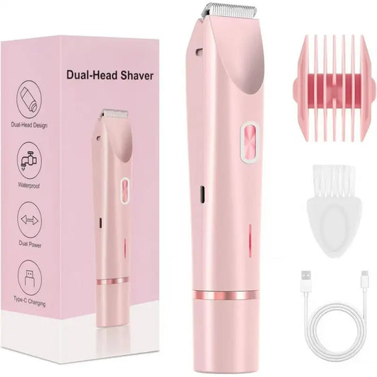 Dual-Use Charging Electric Hair Trimming Tool for Ladies, Dual Head Design for Facial & Body Grooming, Cordless Washable Device for Wet & Dry Daily Skin Grooming Supplies